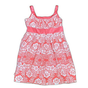 Willow Glenn Coral and White Floral Sleeveless Sun Dress